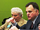 Annika Savill and Michael Doyle of UNDEF taking questions from the delegation