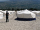 UN police guard keeps watch at the Tabarre Issa Camp